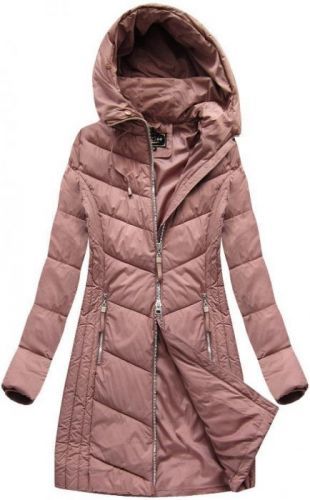Dlouhá dámská prošívaná zimní bunda ve starorůžové barvě (7689) - S (36) - růžová