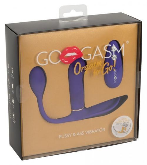 GoGasm Pussy & Ass - cordless, radio 3-arm vibrator (purple)