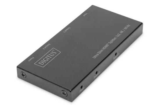 Digitus Ultra tenký HDMI Rozbočovač, 1x2, 4K / 60Hz HDR, HDCP 2.2, 18 Gbps, Micro USB napájeno, DS-45322