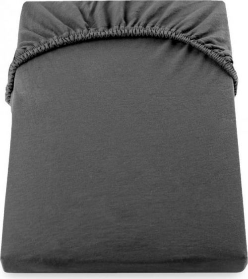 Tmavě šedé elastické bavlněné prostěradlo DecoKing Amber Collection, 220 až 240 x 200 cm