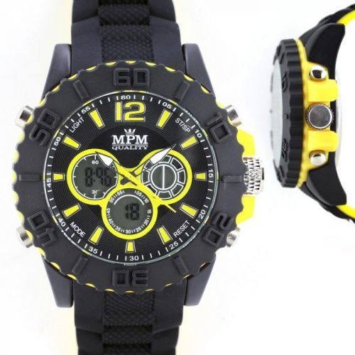 Pánské hodinky sportovního vzhledu s bílým pouzdrem a dvoubarevným silikonovým řemínkem..0342 W01M.10607.A