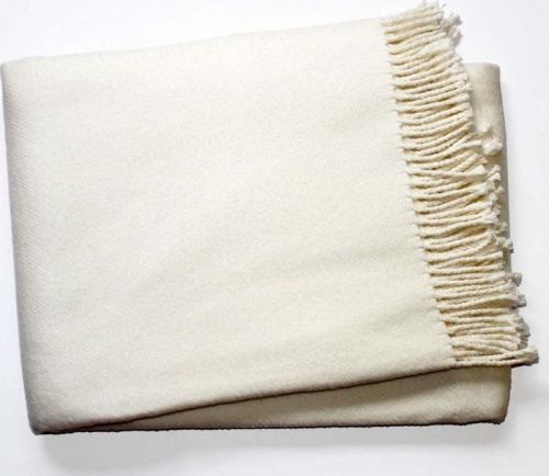 Krémový pléd s podílem bavlny Euromant Basics, 140 x 180 cm
