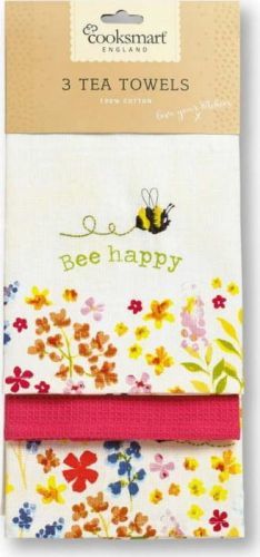 Sada 3 utěrek z bavlny Cooksmart ® Be Happy