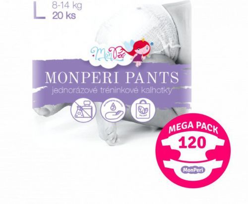 MonPeri Pants Mega Pack L 8–14kg Eko Jednorázové plenkové kalhotky 120ks