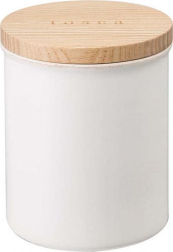 Bílá dóza s bambusovým víčkem YAMAZAKI Tosca, ø 9,5 cm