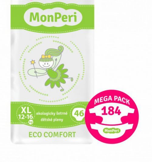 MonPeri Eco Comfort Mega Pack XL 12–16kg Eko Jednorázové dětské plenky 184ks