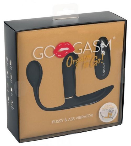 GoGasm Pussy & Ass - cordless, radio 3-arm vibrator (black)