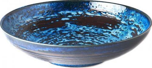 Modrá keramická servírovací mísa MIJ Copper Swirl, ø 28 cm