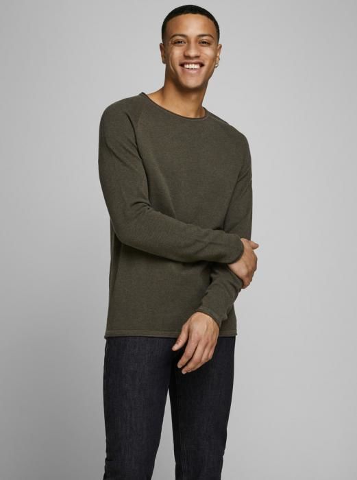 Tmavě zelený basic svetr Jack & Jones Ehill