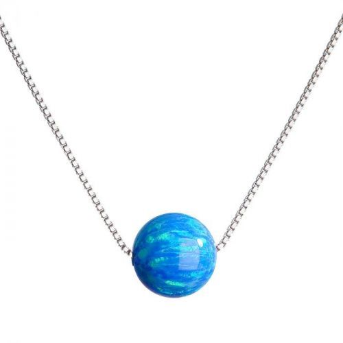 Evolution Group Stříbrný náhrdelník se syntetickým opálem modrý kulatý 12044.3