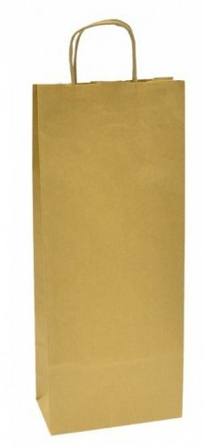 Papírová taška - přírodní - hnědá - na láhev - 154082
