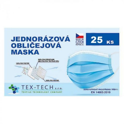 Jednorázová zdravotnická rouška české výroby 25ks modrá