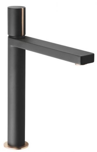 SAPHO KAISA stojánková umyvadlová baterie bez výpusti, vysoká, 235 mm, černá/růžové zlato ZT091