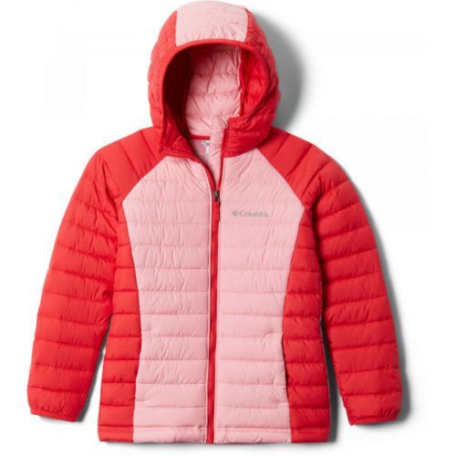 Columbia POWDER LITE GIRLS HOODED JACKET červená S - Dětská bunda