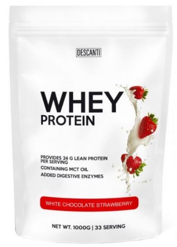 DESCANTI Whey Protein Bílá čokoláda, jahoda 1000g