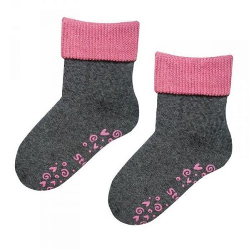 Steven Cotton Candy ABS art.155 Dětské ponožky 20-22 růžová-šedý melanž