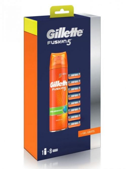 Gillette Fusion5 Holicí Hlavice 8 Ks + Fusion5 Ultra Sensitive 200 ml