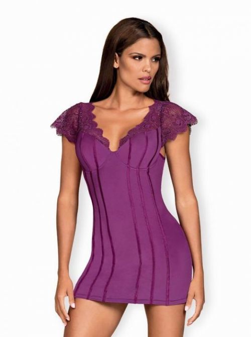 Výjimečná košilka Moketta chemise purple - Obsessive S/M Fialová