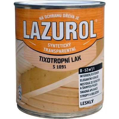 Lazurol S1091 lesk tixotropní neztékající lak na kov a dřevo, bezbarvý, 750 ml