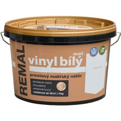 Remal Vinyl mat prémiová malířská barva, omyvatelná, bílá, 4 kg