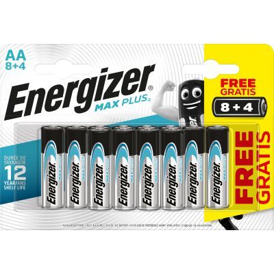 Energizer Max Plus AA tužkové baterie, 8 + 4 ks zdarma