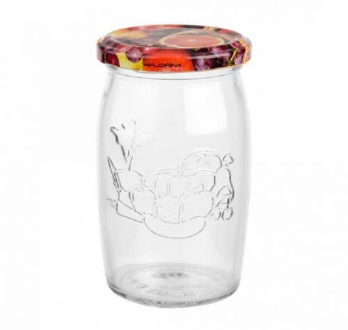 EU Sklenice zavařovací 335ml s víčkem 6ks ryté  FRUIT