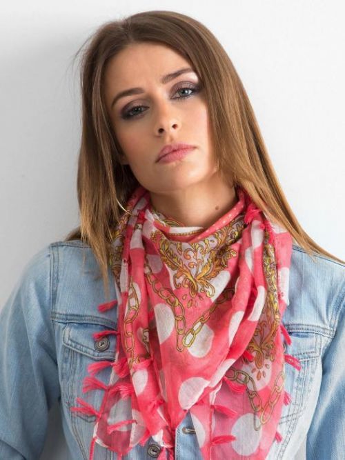 RŮŽOVÝ DÁMSKÝ ŠÁTEK SE VZORY AT-CH-ENEC-73.29P-CORAL Velikost: univerzální