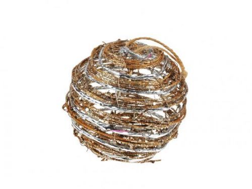 MFP 8885939 baňka ratan zlatá vánoční 10cm R3843