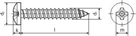 WT WINTECH Šroub 4,8x 25mm  Zn PH DIN 7981-C 100ks