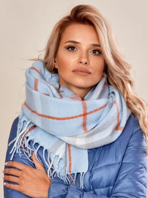 SVĚTLE MODRÝ DÁMSKÝ KÁROVANÝ ŠÁL AT-SZ-171501.14-LIGHT BLUE Velikost: univerzální