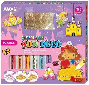 Anděl Barvy na sklo - sada 10 barev 10,5 ml + 12 sklíček - Pohádka - 6412