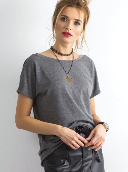 DÁMSKÉ TMAVĚ-ŠEDÉ TRIČKO RV-TS-4662.37P-DARK GRAY Velikost: XS