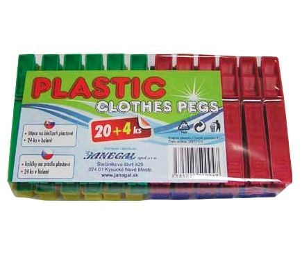 JANEGAL Kolíčky na prádlo 24ks plast  PLASTIC