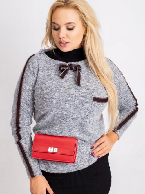 DÁMSKÁ ŠEDÁ HALENKA S MAŠLÍ RV-BZ-5138.66P-GRAY Velikost: XL/2XL