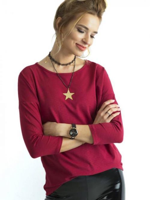 VÍNOVĚ-ČERVENÉ DÁMSKÉ TRIČKO RV-BZ-4661.41P-BURGUNDY Velikost: S