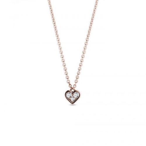 Diamantový náhrdelník se srdíčkem v růžovém zlatě KLENOTA