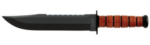 Nůž s pevnou čepelí KA-BAR® 2217 - Big Brother s koženou rukojetí se zubatým ostřím na hřbetu (Barva: Hnědá)