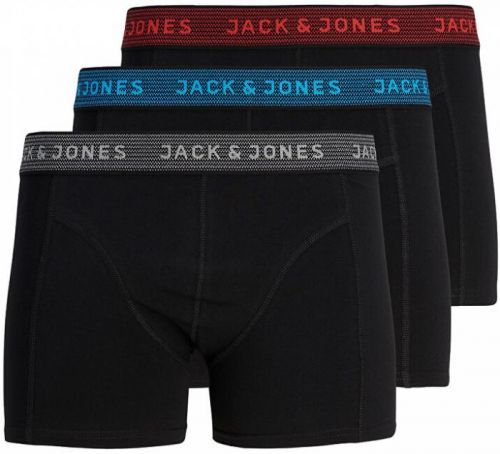 Jack&Jones 3 PACK - pánské boxerky JACWAISTBAND 12127816 Asphalt Hawaian ocean & Fiery red L