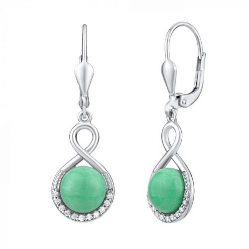 Stříbrné náušnice visací s přírodním Jadeitem - JST14710JA