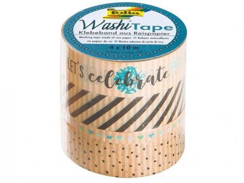 Folia - Max Bringmann Dekorační lepicí pásky Washi Tape - 4 ks - KRAFT PAPÍR II.