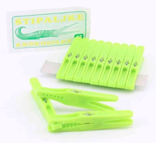 KOZÁČEK Kolíčky na prádlo 12ks plast silné  KROKODÝL, mix barev