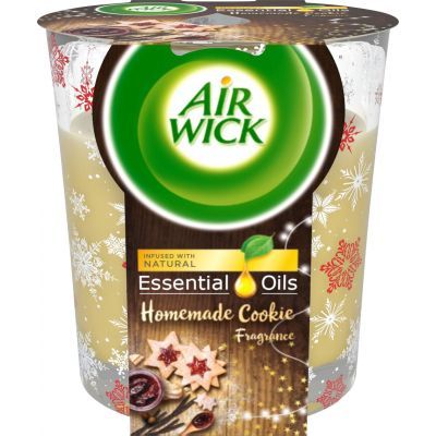 Air Wick Essential Oils Warm Vanilla vonná svíčka, 105 g