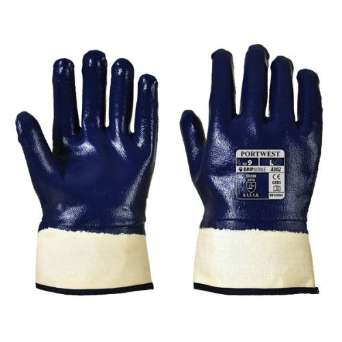 Nitrilové rukavice s bezpečnostní manžetou L modrá