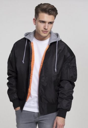 Hooded Oversized Bomber Jacket - blk/gry M