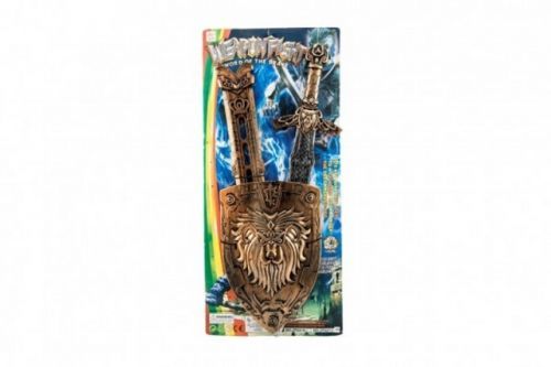 Meč se štítem a pouzdrem plast na kartě