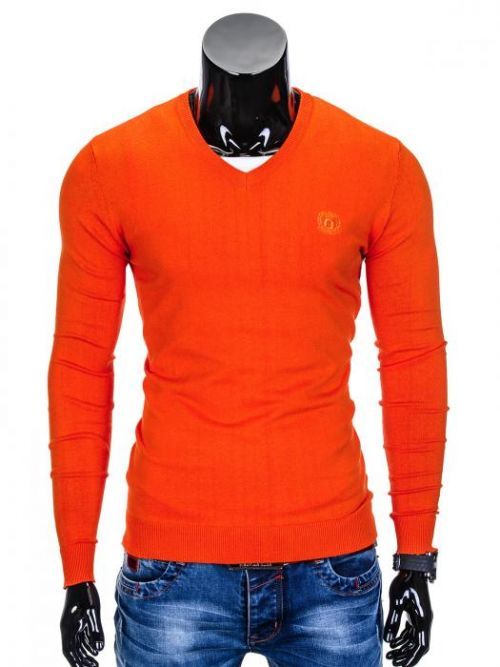 Pánsky sveter s výstrihom do V Verel jasno oranžová S