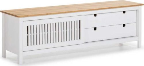 Bílý dřevěný TV stolek Marceric Bruna
