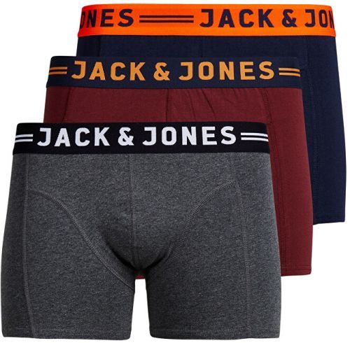 Jack&Jones 3 PACK - pánské boxerky JACLICHFIELD 12113943 Burgundy L