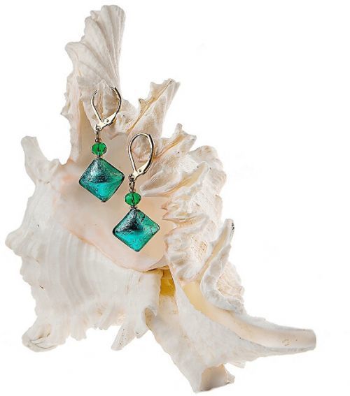Lampglas Elegantní  náušnice Emerald Princess s ryzím stříbrem v perlách Lampglas ERO1