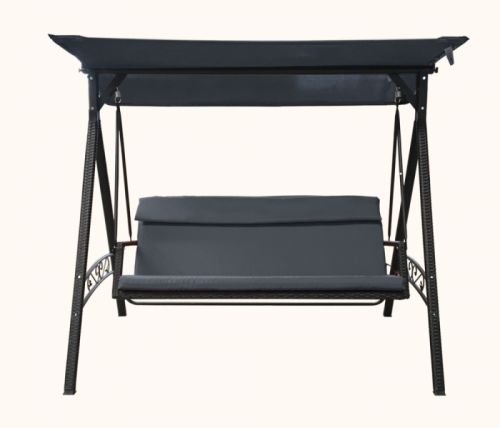 Rojaplast Rojaplast houpačka RATTAN s šedou poduškou